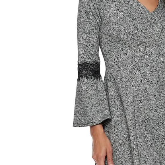 w/TAG New ELLE LACE trim Fit & Flare Gray DRESS - Picture 5 of 8